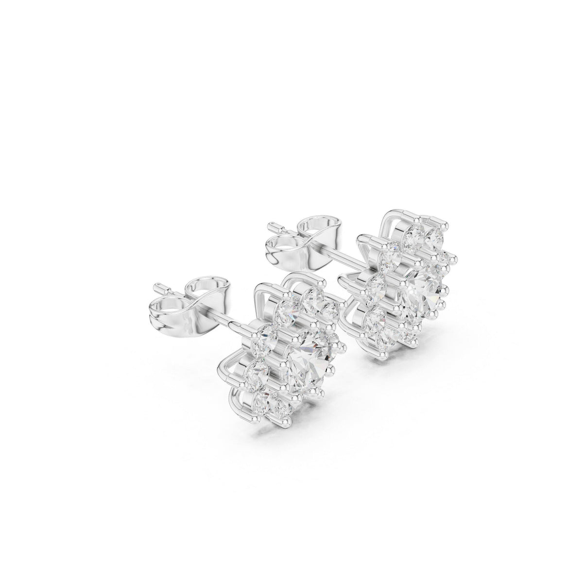 Round Moissanite Sunburst Halo Stud Earrings – 925 Sterling Silver, 18K Gold Vermeil
