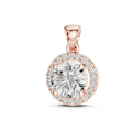 6.5mm Round Moissanite Halo Pendant Necklace – 925 Sterling Silver, 18K Gold Vermeil