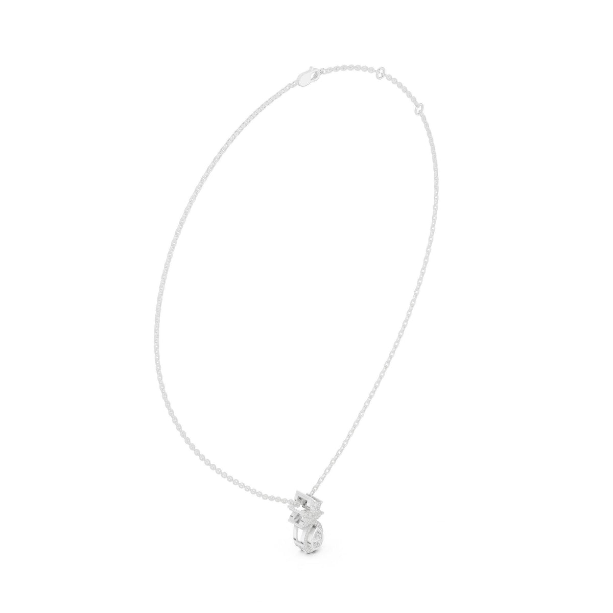 Pear Moissanite Halo Pendant with Marquise Crown – 925 Sterling Silver, 18K Gold Vermeil