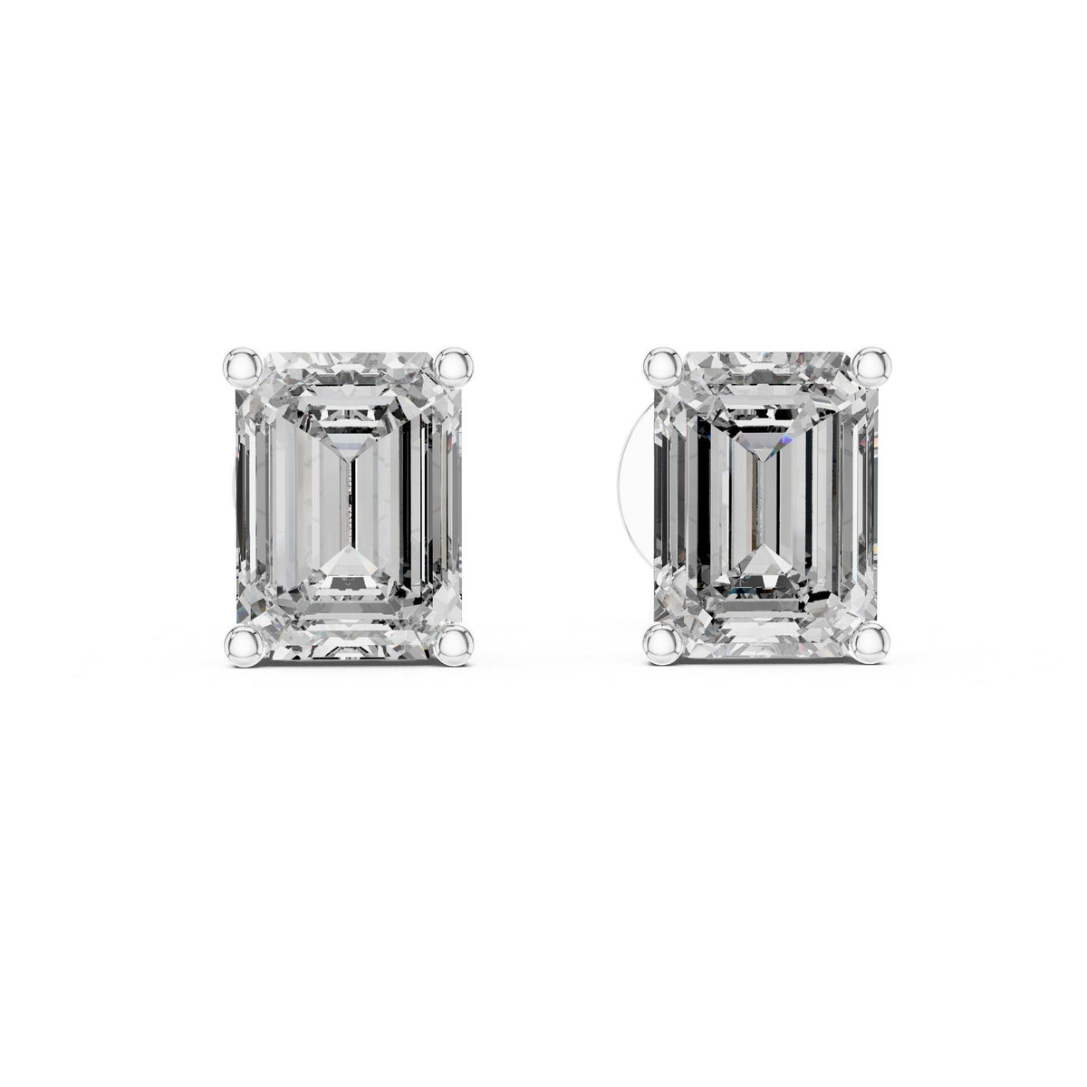 Emerald-Cut Moissanite Stud Earrings – 925 Sterling Silver, 18K Gold Vermeil