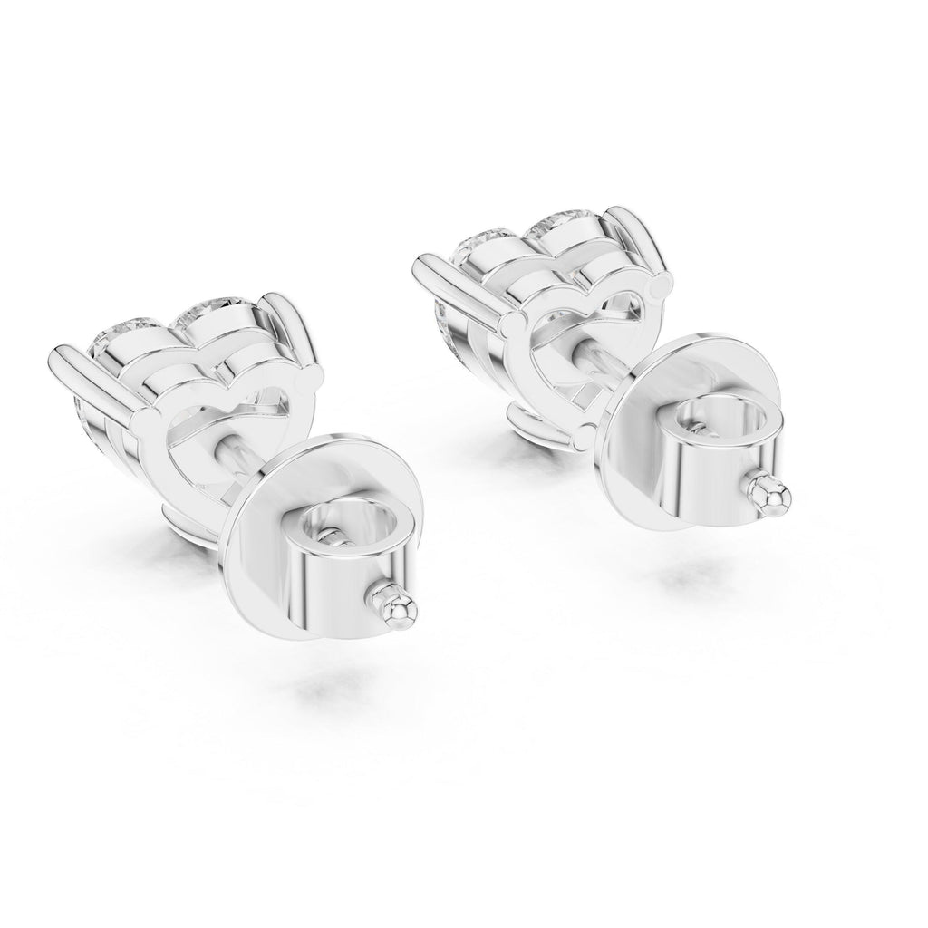 Heart Moissanite Stud Earrings – 925 Sterling Silver, 18K Gold Vermeil