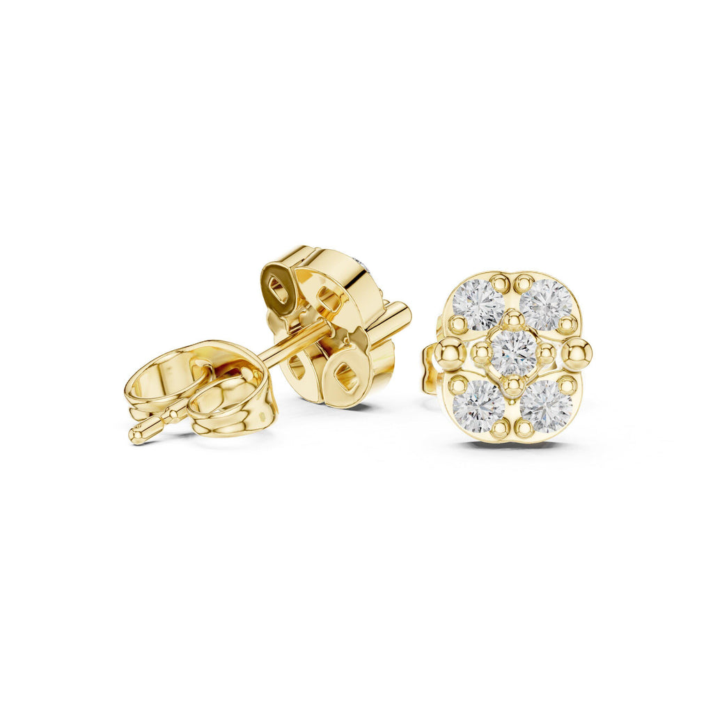 Moissanite Oval Cluster Stud Earrings – 925 Sterling Silver, 18K Gold Vermeil
