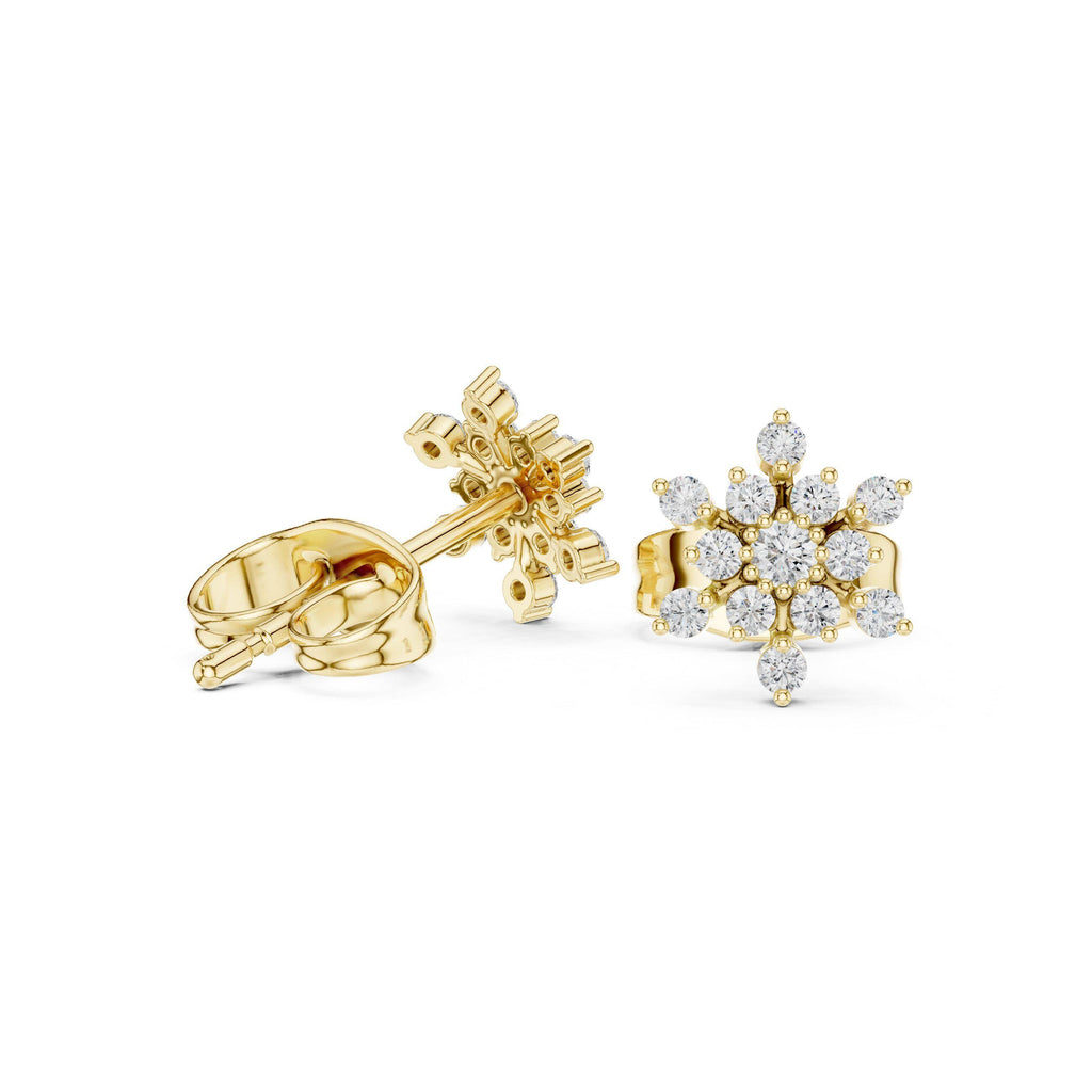 Moissanite Snowflake Cluster Stud Earrings – 925 Sterling Silver, 18K Gold Vermeil