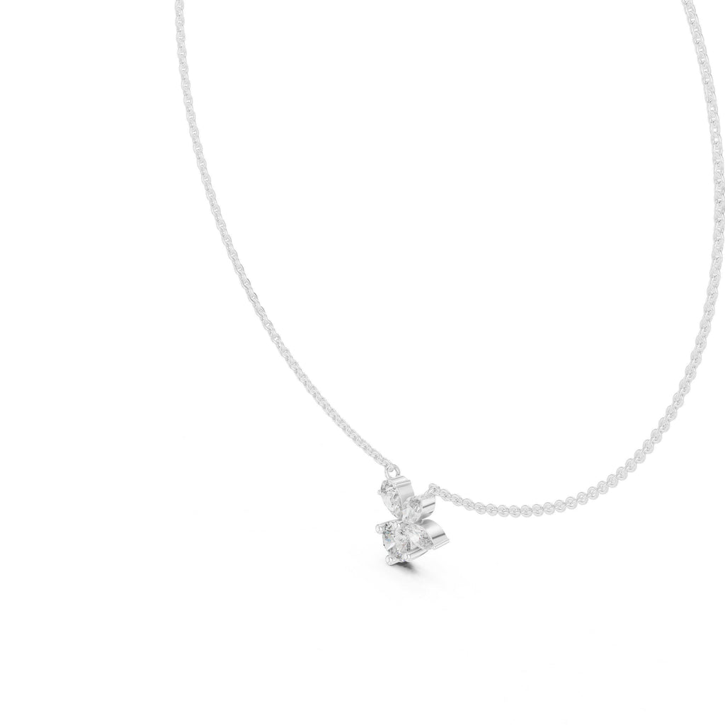 Pear, Marquise & Round Moissanite Cluster Pendant Necklace – 925 Sterling Silver, 18K Gold Vermeil