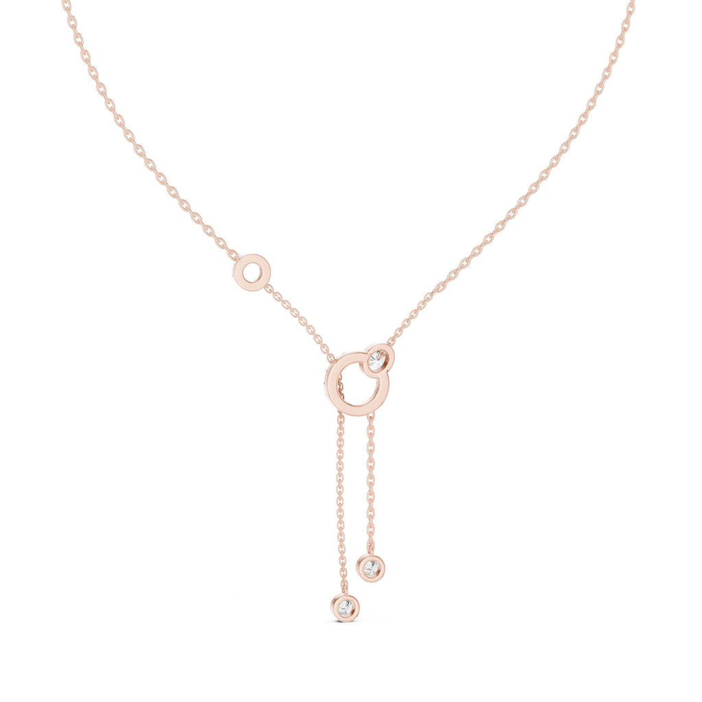 Round & Oval Moissanite Circle Lariat Necklace – 925 Sterling Silver, 18K Gold Vermeil
