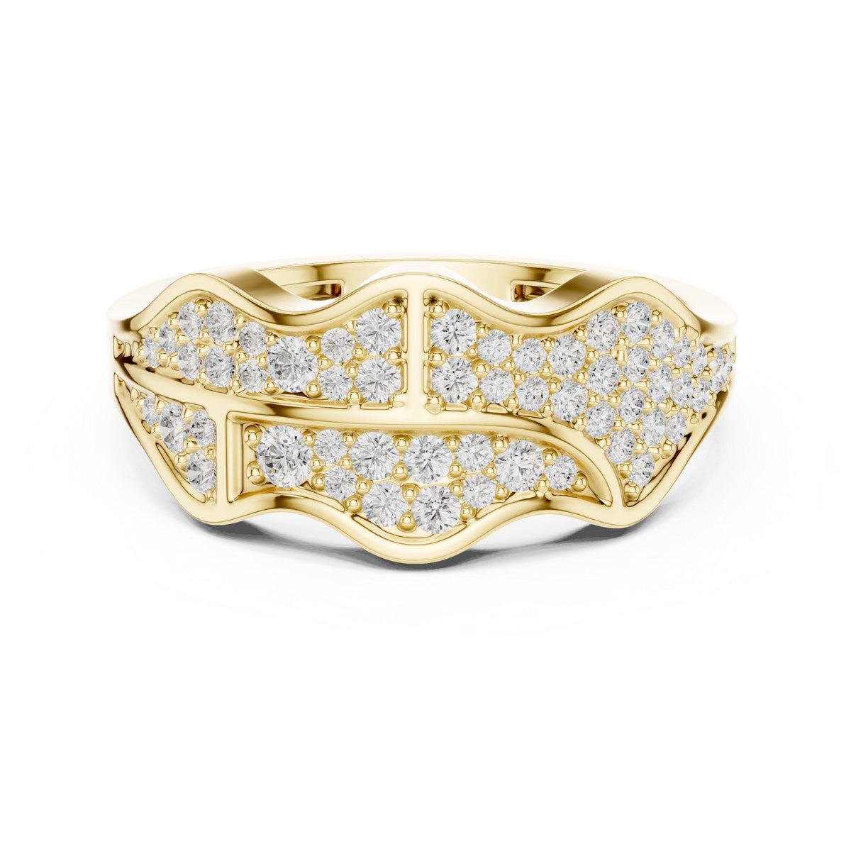 Men's Sculpted Pavé Moissanite Ring – 925 Sterling Silver, 18K Gold Vermeil
