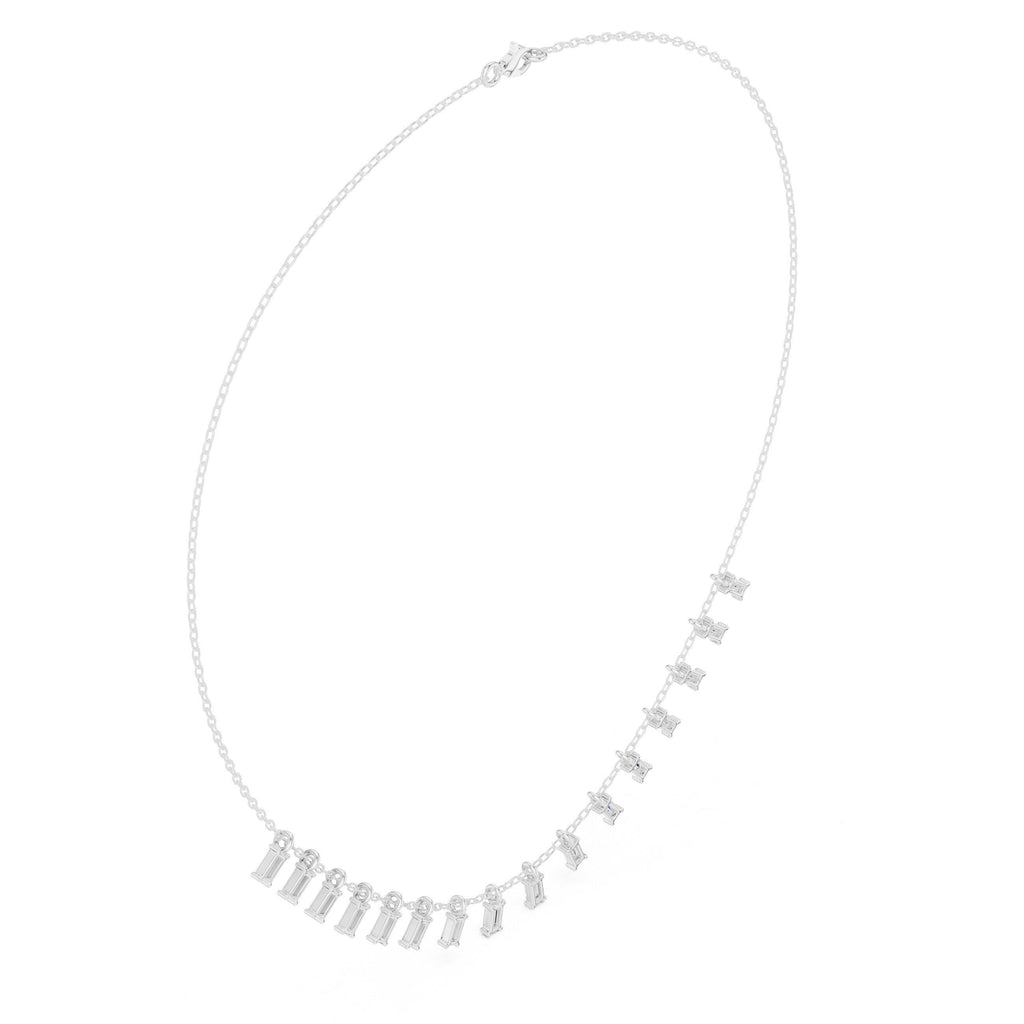 Baguette Moissanite Fringe Necklace – 925 Sterling Silver, 18K Gold Vermeil