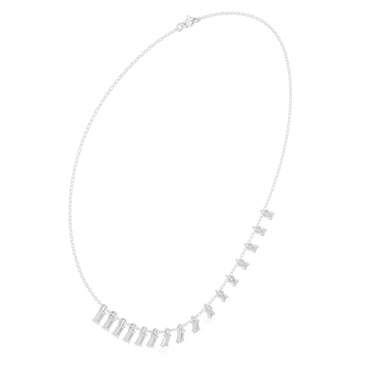 Baguette Moissanite Fringe Necklace – 925 Sterling Silver, 18K Gold Vermeil