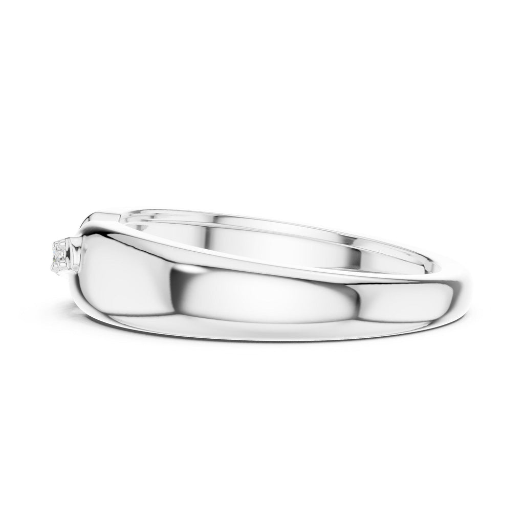 Men's Slim Open-Band Moissanite Ring with Pavé Accent – 925 Sterling Silver, 18K Gold Vermeil