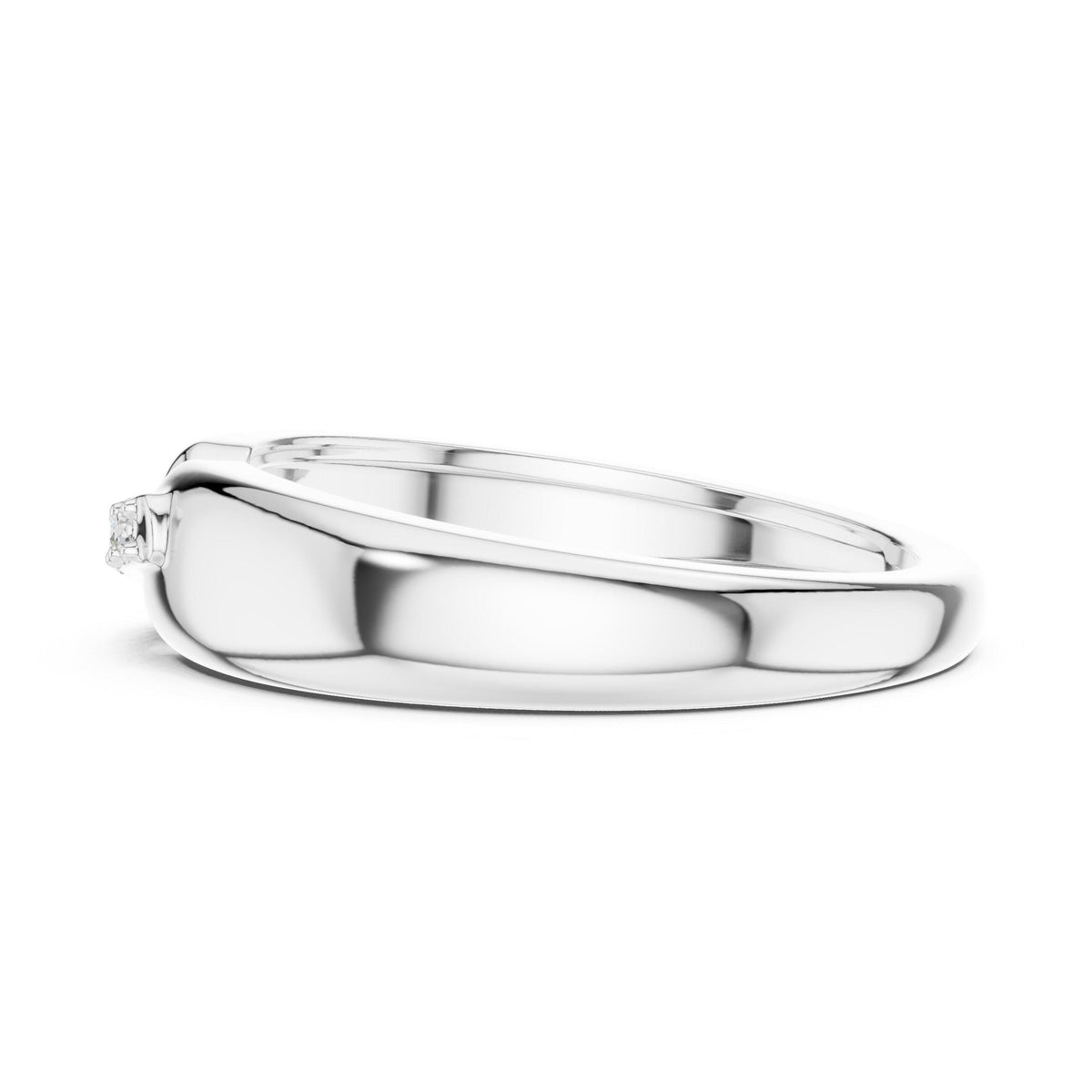 Men's Slim Open-Band Moissanite Ring with Pavé Accent – 925 Sterling Silver, 18K Gold Vermeil