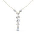 Marquise, Princess & Baguette Moissanite V-Drop Necklace – 925 Sterling Silver, 18K Gold Vermeil