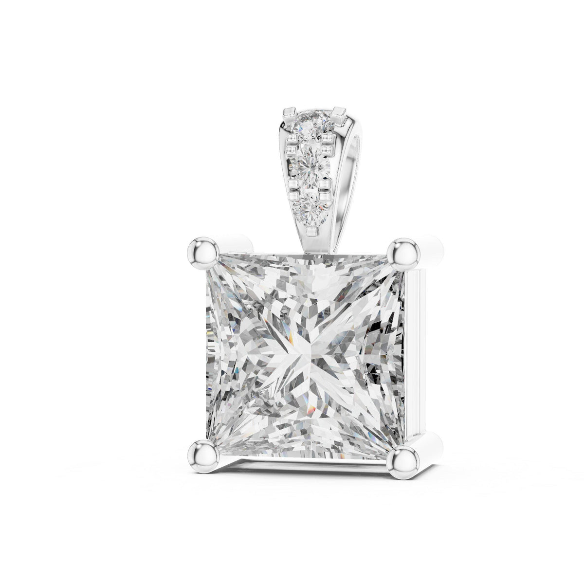 7mm Princess Moissanite Solitaire Pendant Necklace – 925 Sterling Silver, 18K Gold Vermeil