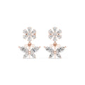 Moissanite Flower & Starburst Drop Earrings – 925 Sterling Silver, 18K Gold Vermeil