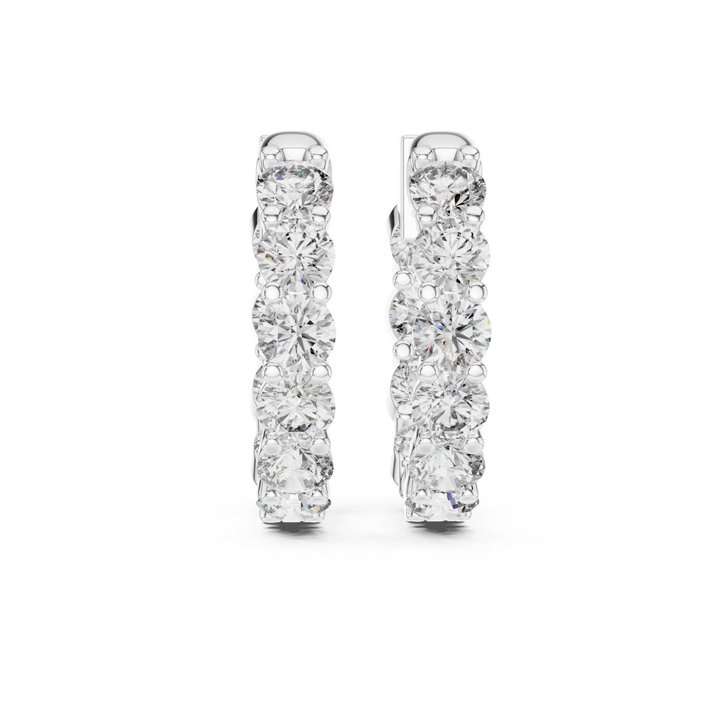 Round Moissanite Inside-Out Hoop Earrings – 925 Sterling Silver, 18K Gold Vermeil