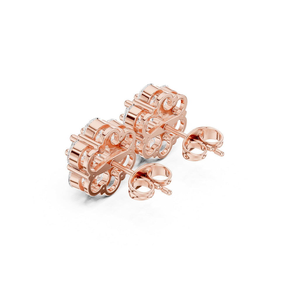 Moissanite Flower Cluster Stud Earrings – 925 Sterling Silver, 18K Gold Vermeil