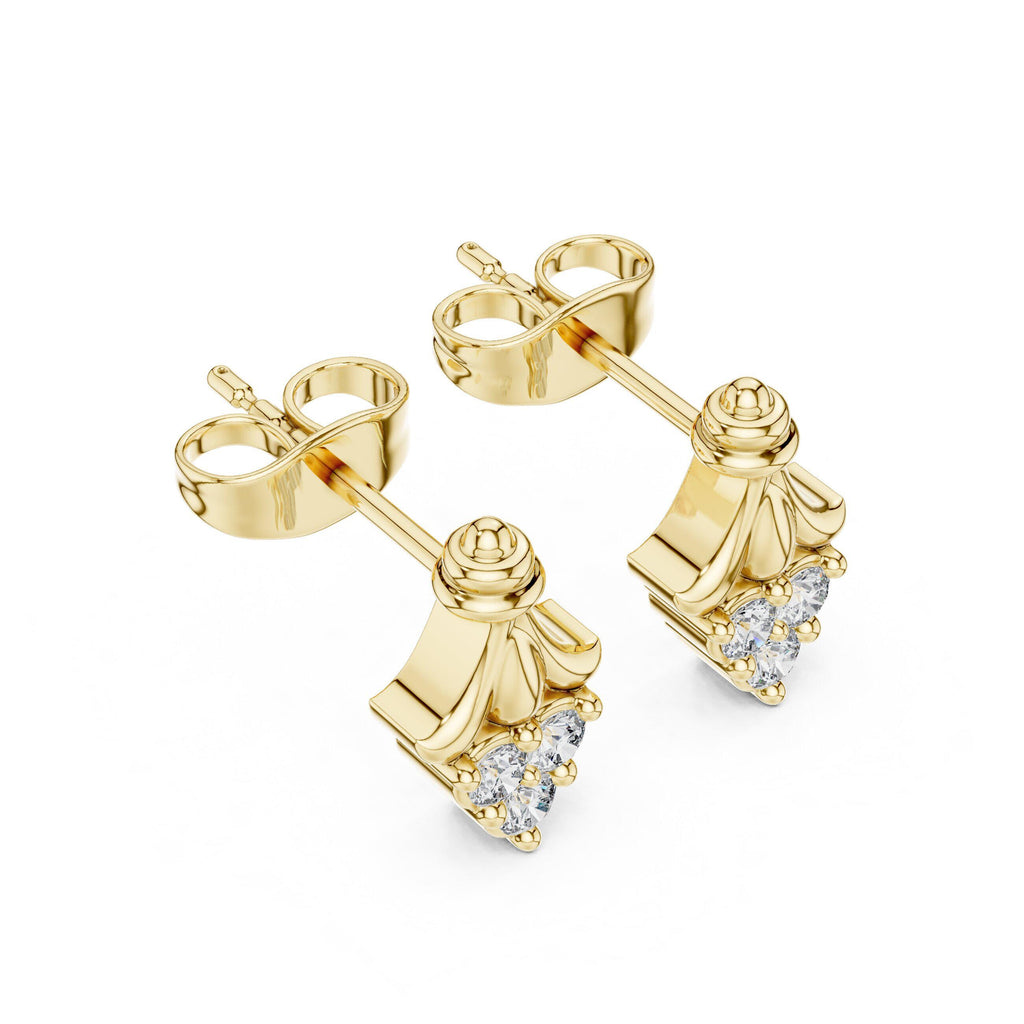 Moissanite Ornate Drop Stud Earrings – 925 Sterling Silver, 18K Gold Vermeil