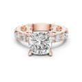 Cushion-Cut Moissanite Ring with Pavé Band – 925 Sterling Silver, 18K Gold Vermeil