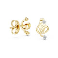 Moissanite Swirl Two-Stone Stud Earrings – 925 Sterling Silver, 18K Gold Vermeil