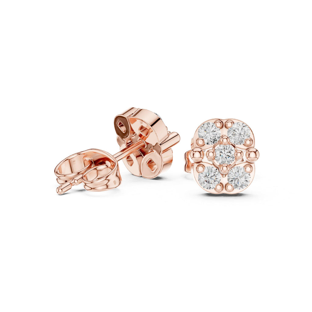 Moissanite Oval Cluster Stud Earrings – 925 Sterling Silver, 18K Gold Vermeil