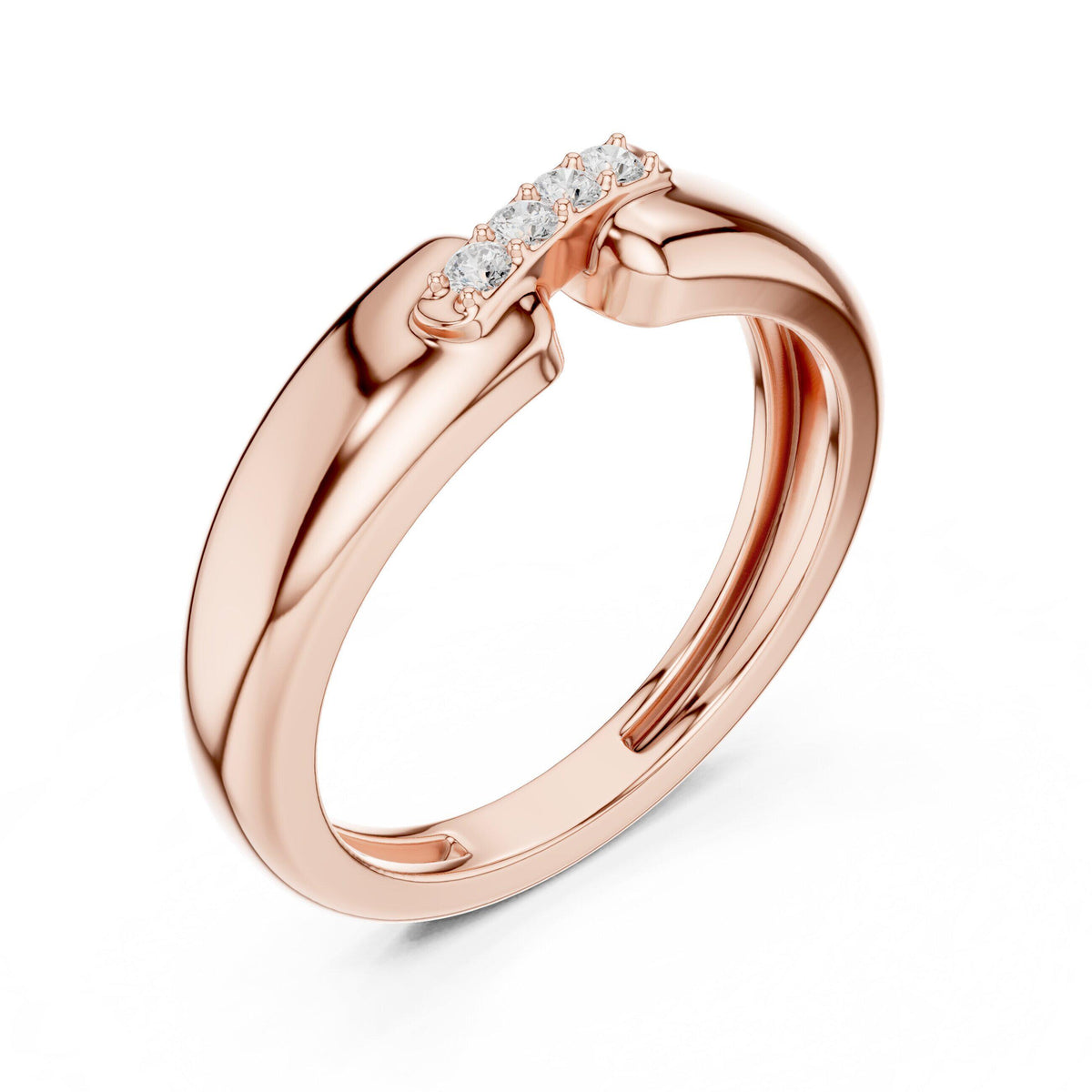 Men's Slim Open-Band Moissanite Ring with Pavé Accent – 925 Sterling Silver, 18K Gold Vermeil