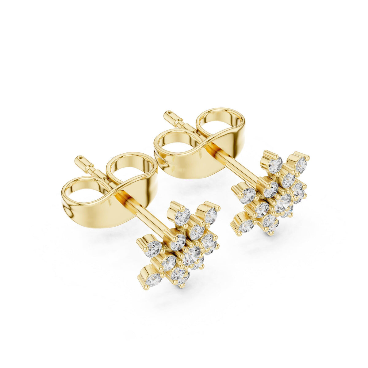 Moissanite Snowflake Cluster Stud Earrings – 925 Sterling Silver, 18K Gold Vermeil