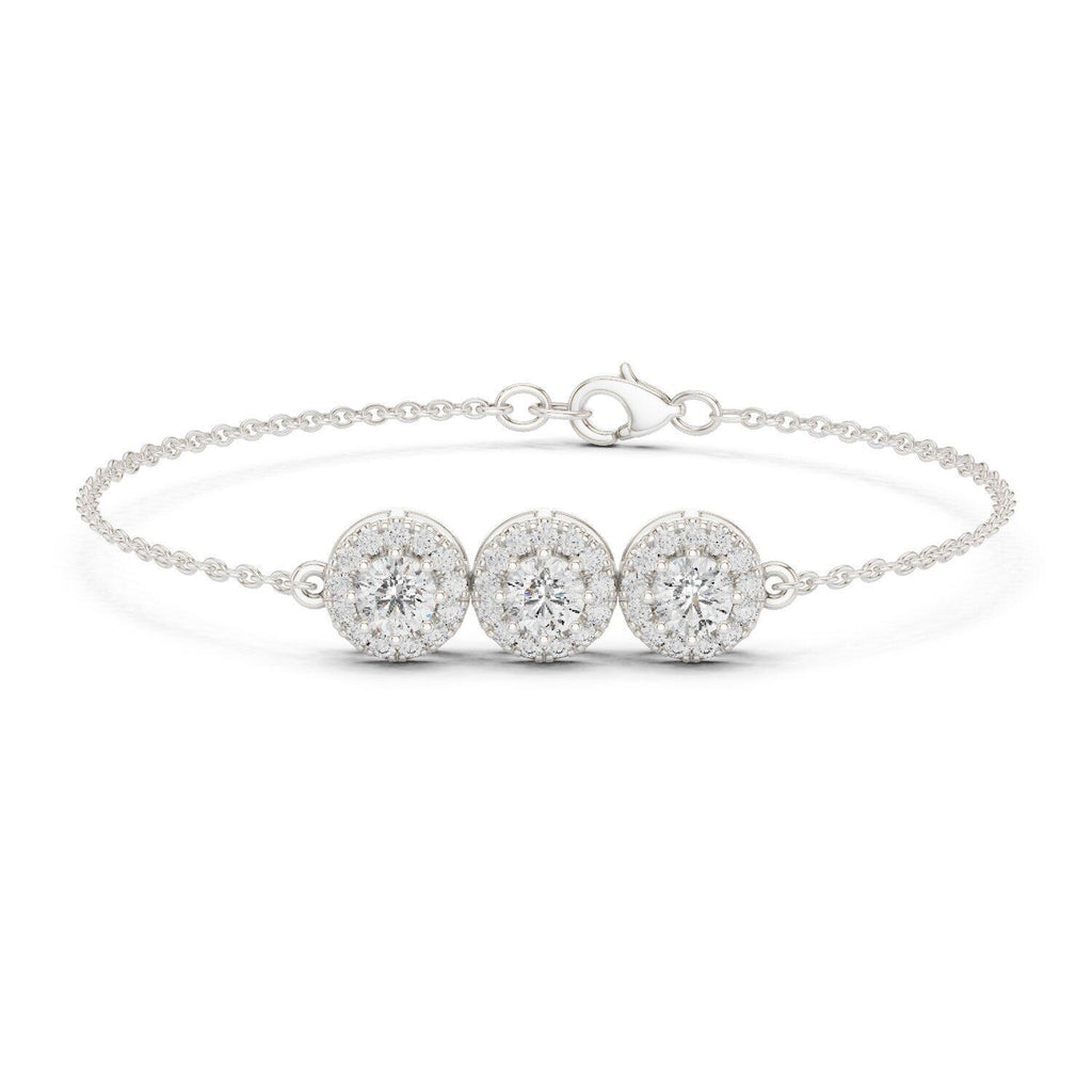 Triple-Halo Round Moissanite Bracelet – 925 Sterling Silver, 18K Gold Vermeil