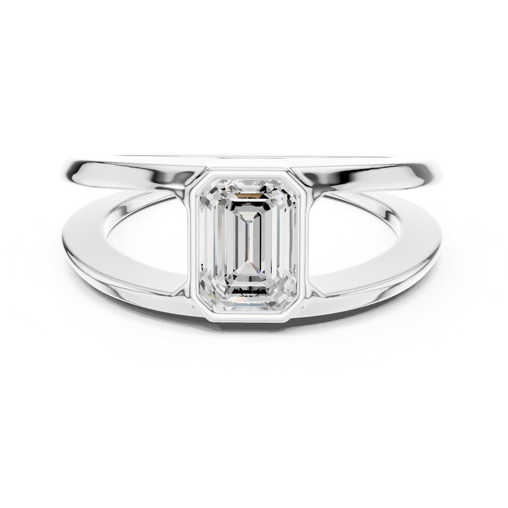 Men's Emerald-Cut Moissanite Ring, Split Band – 925 Sterling Silver, 18K Gold Vermeil
