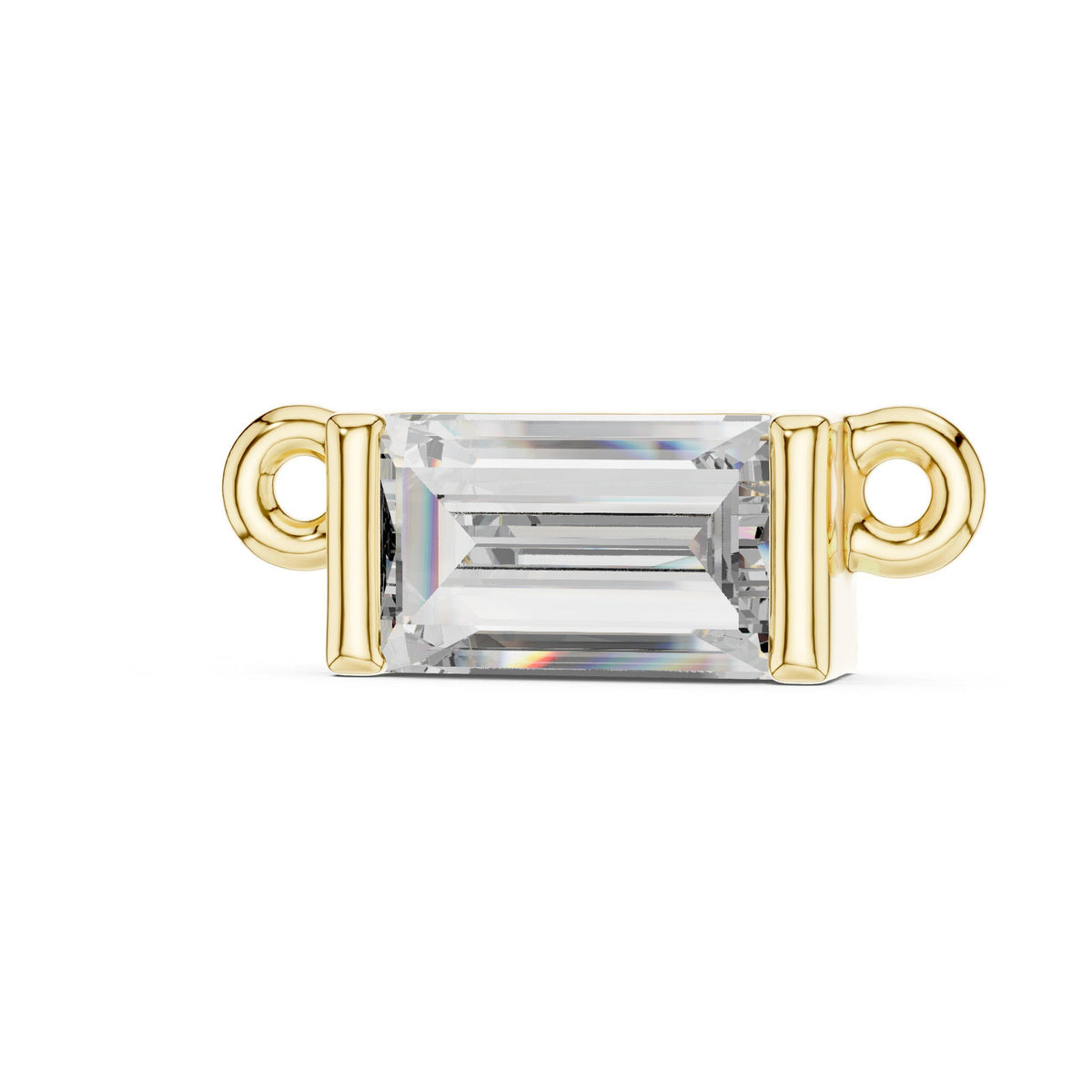 Baguette Moissanite Pendant – 925 Sterling Silver, 18K Gold Vermeil