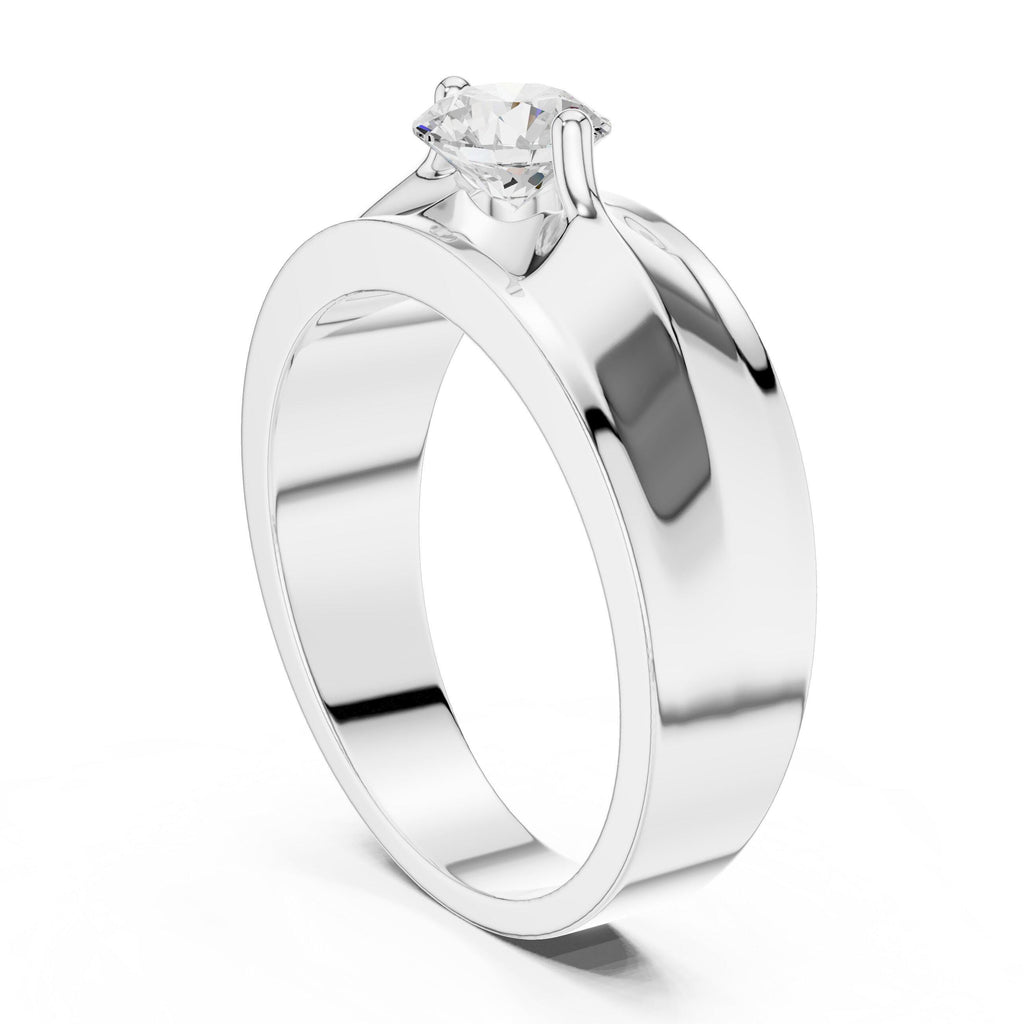 Men's Round Moissanite Ring with Winged Setting – 925 Sterling Silver, 18K Gold Vermeil