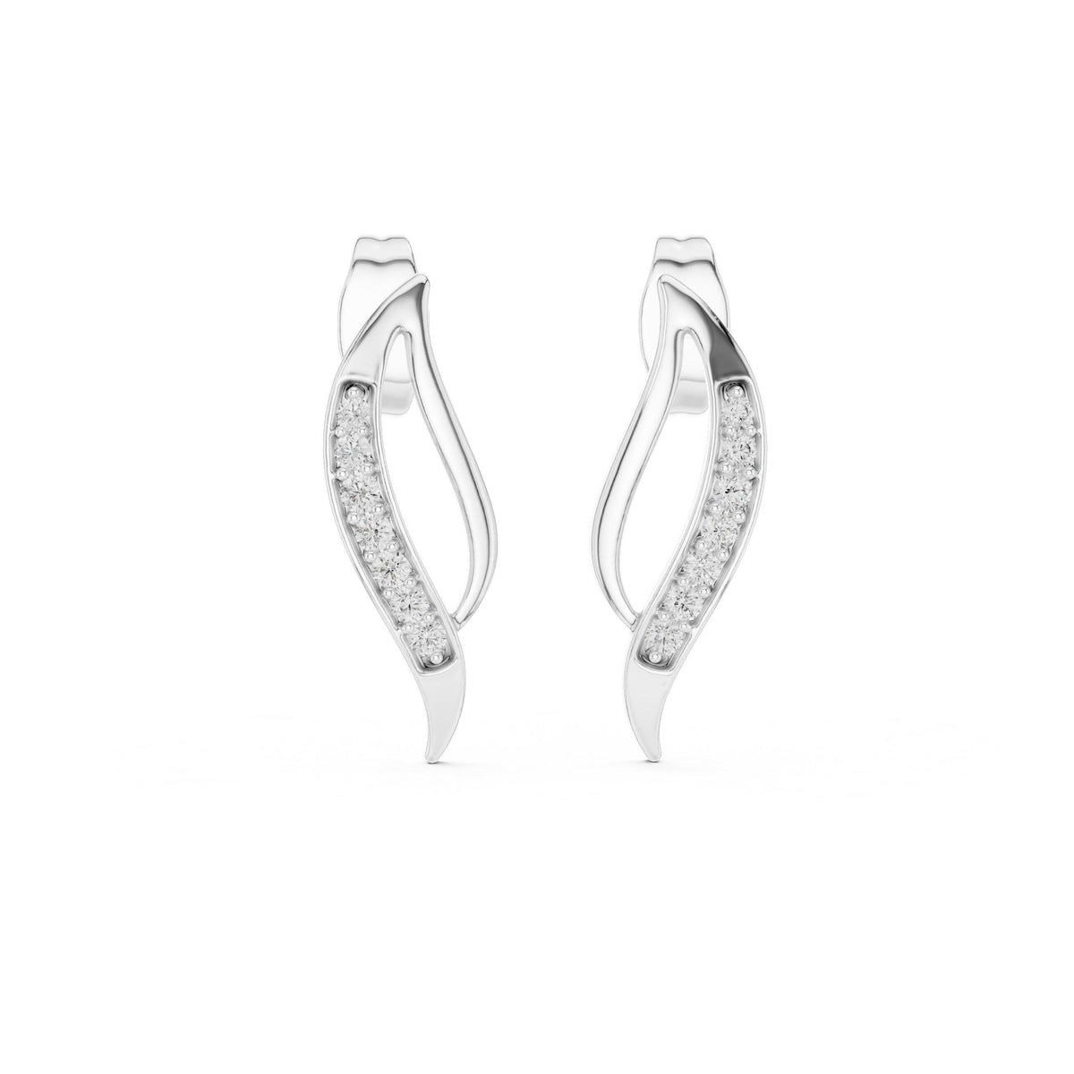 Moissanite Pavé Flame Stud Earrings – 925 Sterling Silver, 18K Gold Vermeil