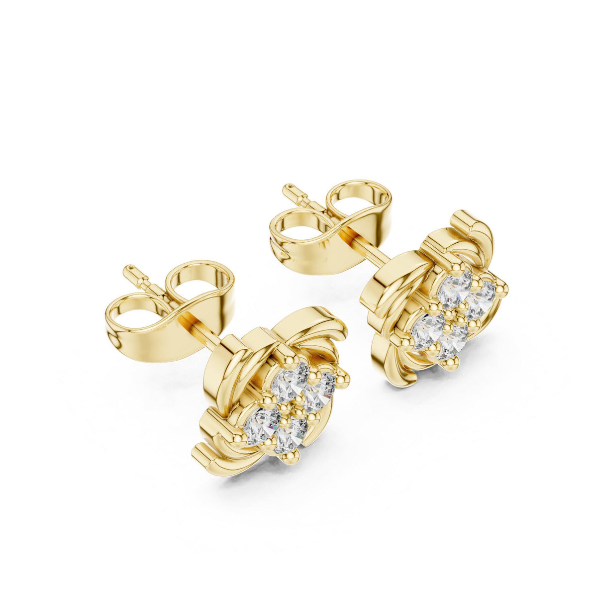 Moissanite Cluster Pinwheel Stud Earrings – 925 Sterling Silver, 18K Gold Vermeil