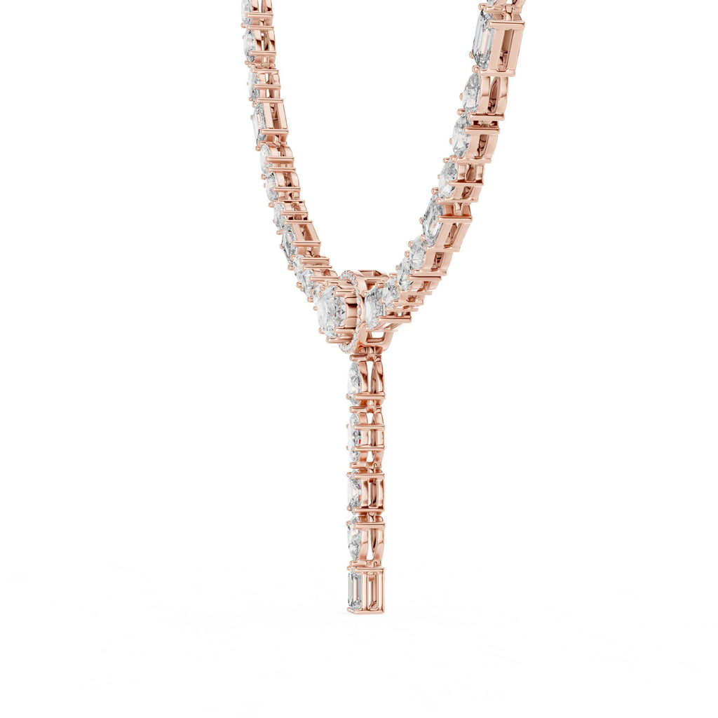 Mixed-Cut Moissanite Lariat Tennis Necklace – 925 Sterling Silver, 18K Gold Vermeil