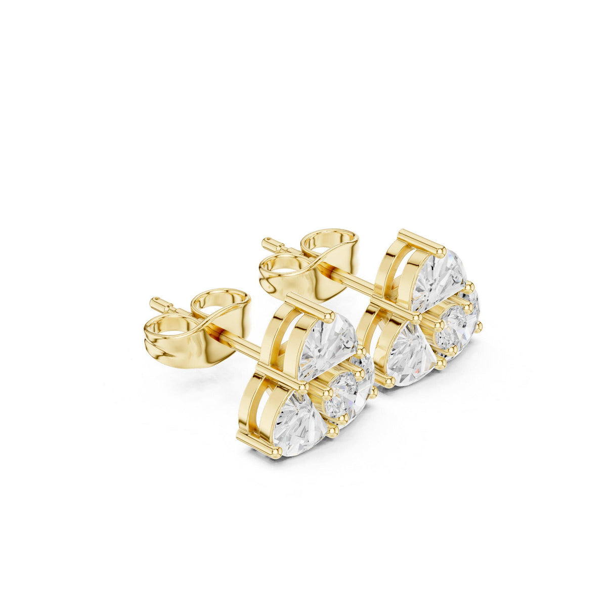 Moissanite Triangle Cluster Stud Earrings – 925 Sterling Silver, 18K Gold Vermeil