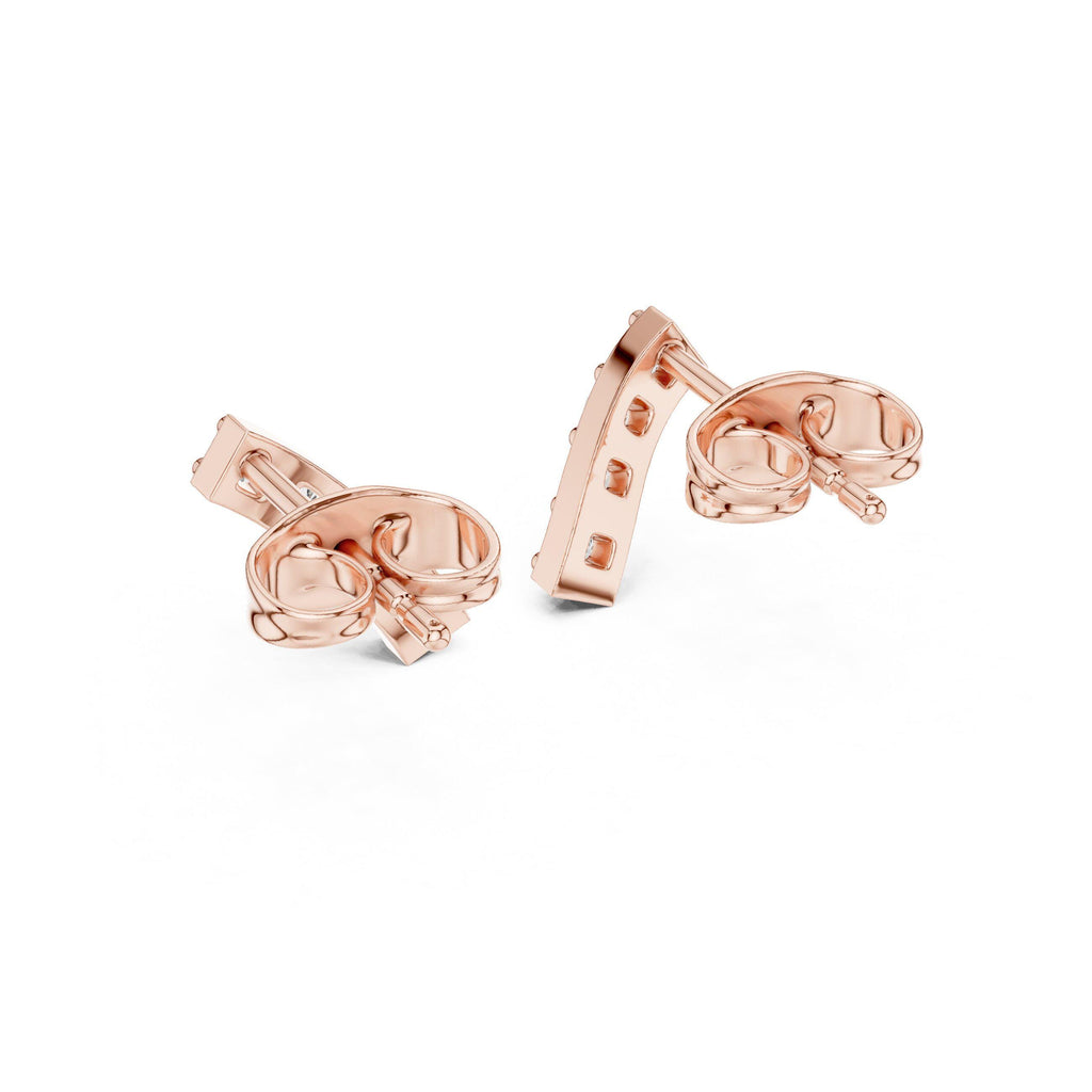 Moissanite Curved Bar Stud Earrings – 925 Sterling Silver, 18K Gold Vermeil