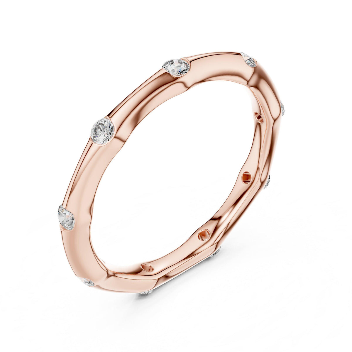 Station-Set Moissanite Stackable Band – 925 Sterling Silver, 18K Gold Vermeil