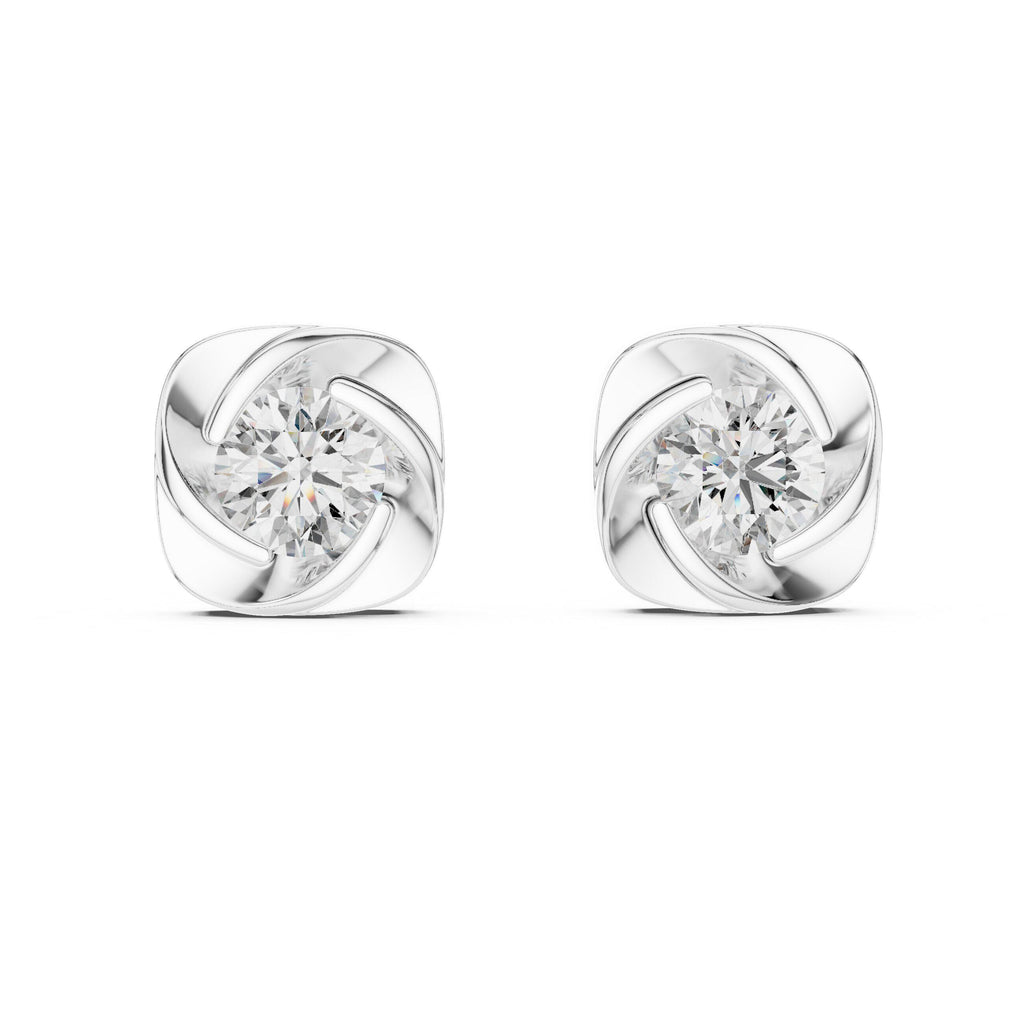 6.3mm Round Moissanite Swirl Cushion Stud Earrings – 925 Sterling Silver, 18K Gold Vermeil