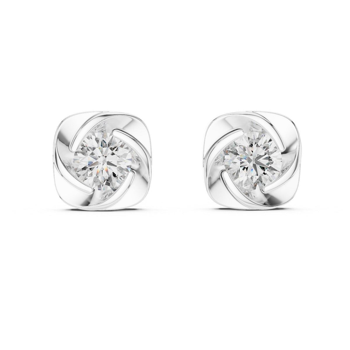 6.3mm Round Moissanite Swirl Cushion Stud Earrings – 925 Sterling Silver, 18K Gold Vermeil