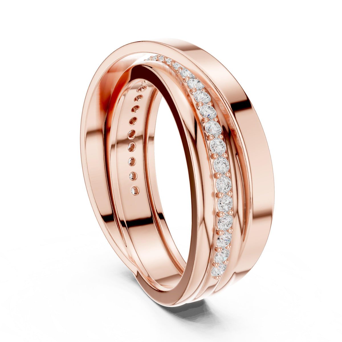 Men's Crossover Pavé Moissanite Band – 925 Sterling Silver, 18K Gold Vermeil