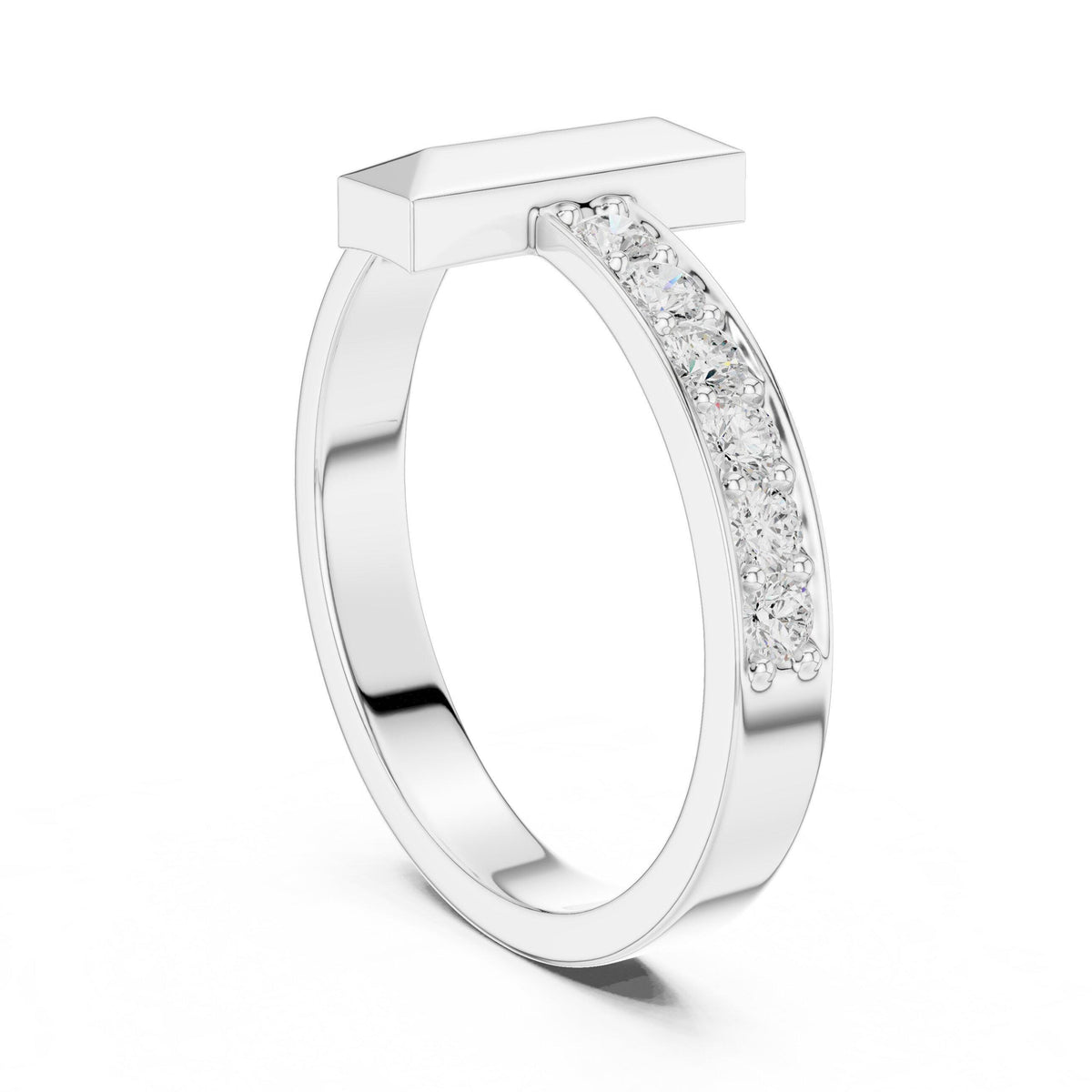 Men's T-Shaped Moissanite Ring – 925 Sterling Silver, 18K Gold Vermeil