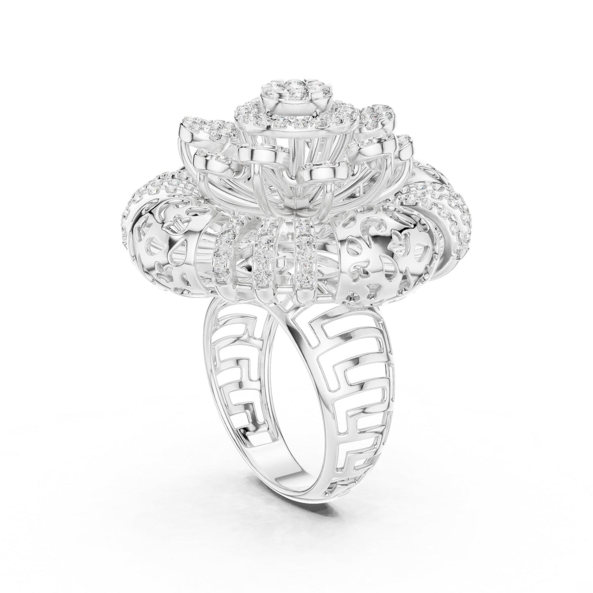 Moissanite Crown Cocktail Ring – 925 Sterling Silver, 18K Gold Vermeil