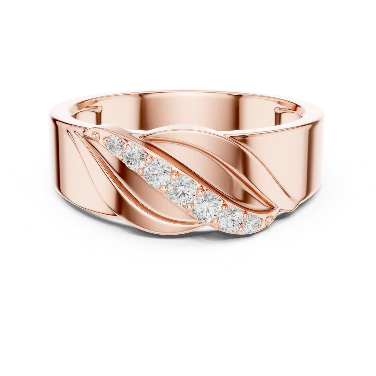 Men's Diagonal Pavé Moissanite Band – 925 Sterling Silver, 18K Gold Vermeil