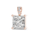 7mm Princess Moissanite Solitaire Pendant Necklace – 925 Sterling Silver, 18K Gold Vermeil