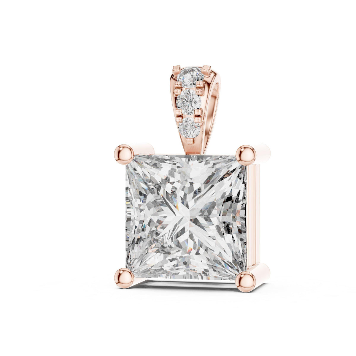 7mm Princess Moissanite Solitaire Pendant Necklace – 925 Sterling Silver, 18K Gold Vermeil
