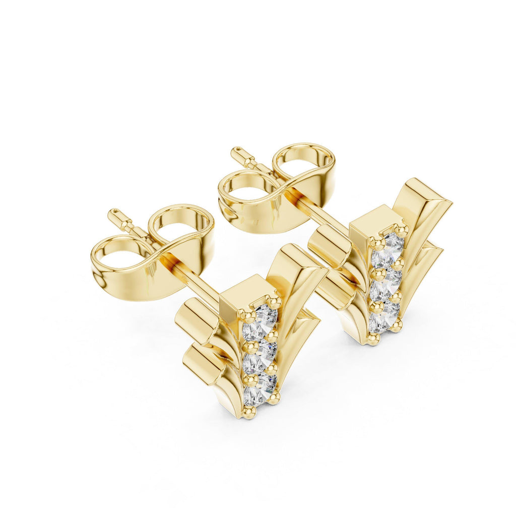 Moissanite Tulip Bar Stud Earrings – 925 Sterling Silver, 18K Gold Vermeil