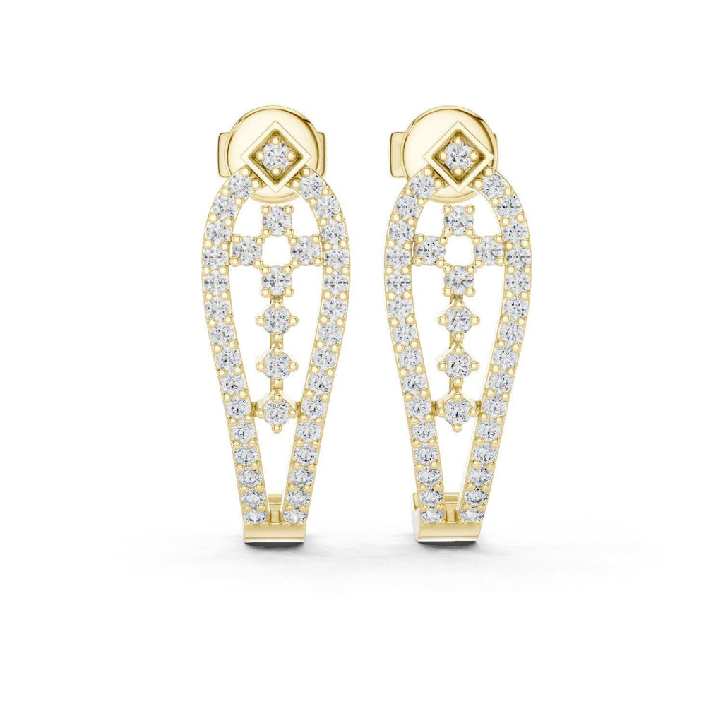 Moissanite Pavé Open Teardrop Earrings – 925 Sterling Silver, 18K Gold Vermeil