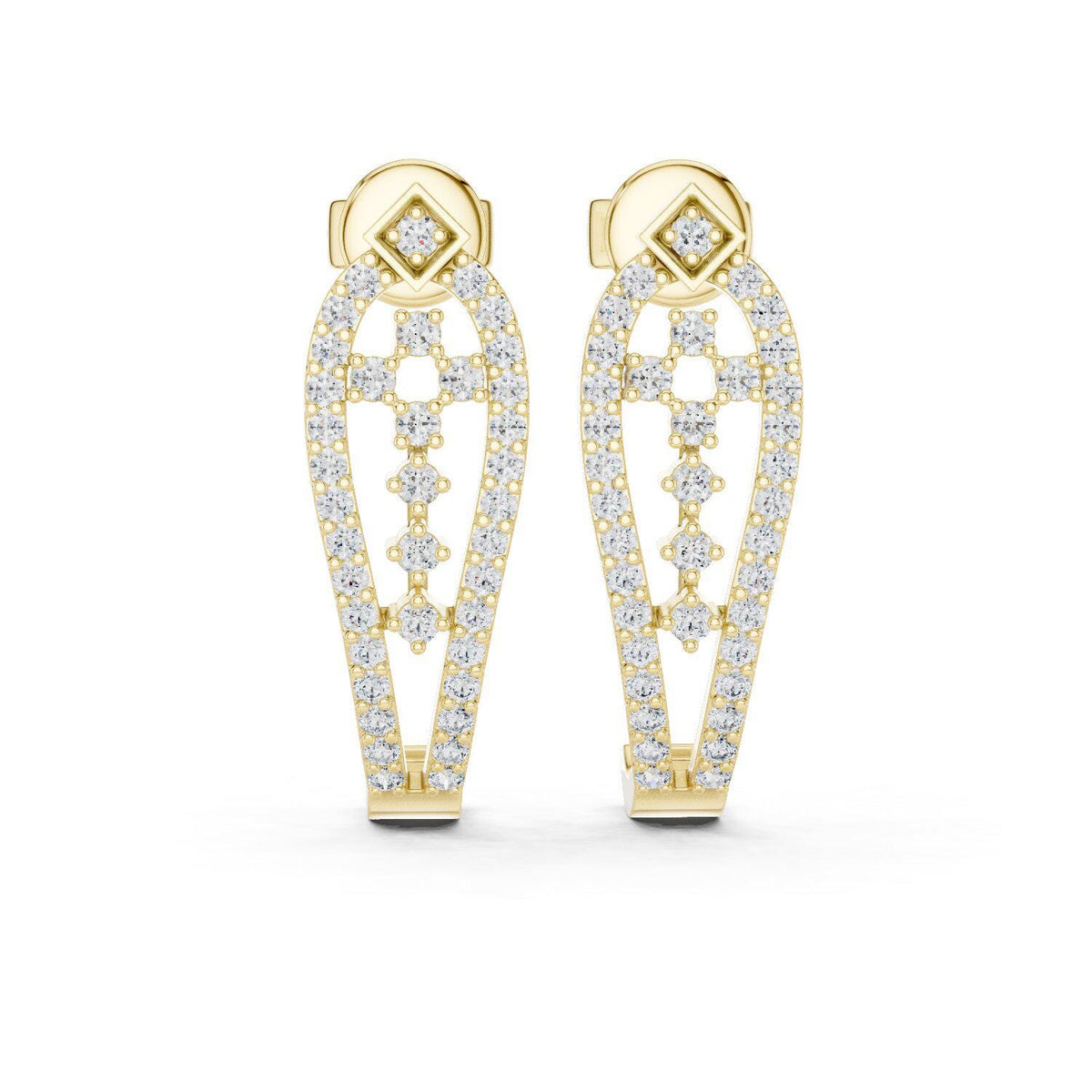 Moissanite Pavé Open Teardrop Earrings – 925 Sterling Silver, 18K Gold Vermeil