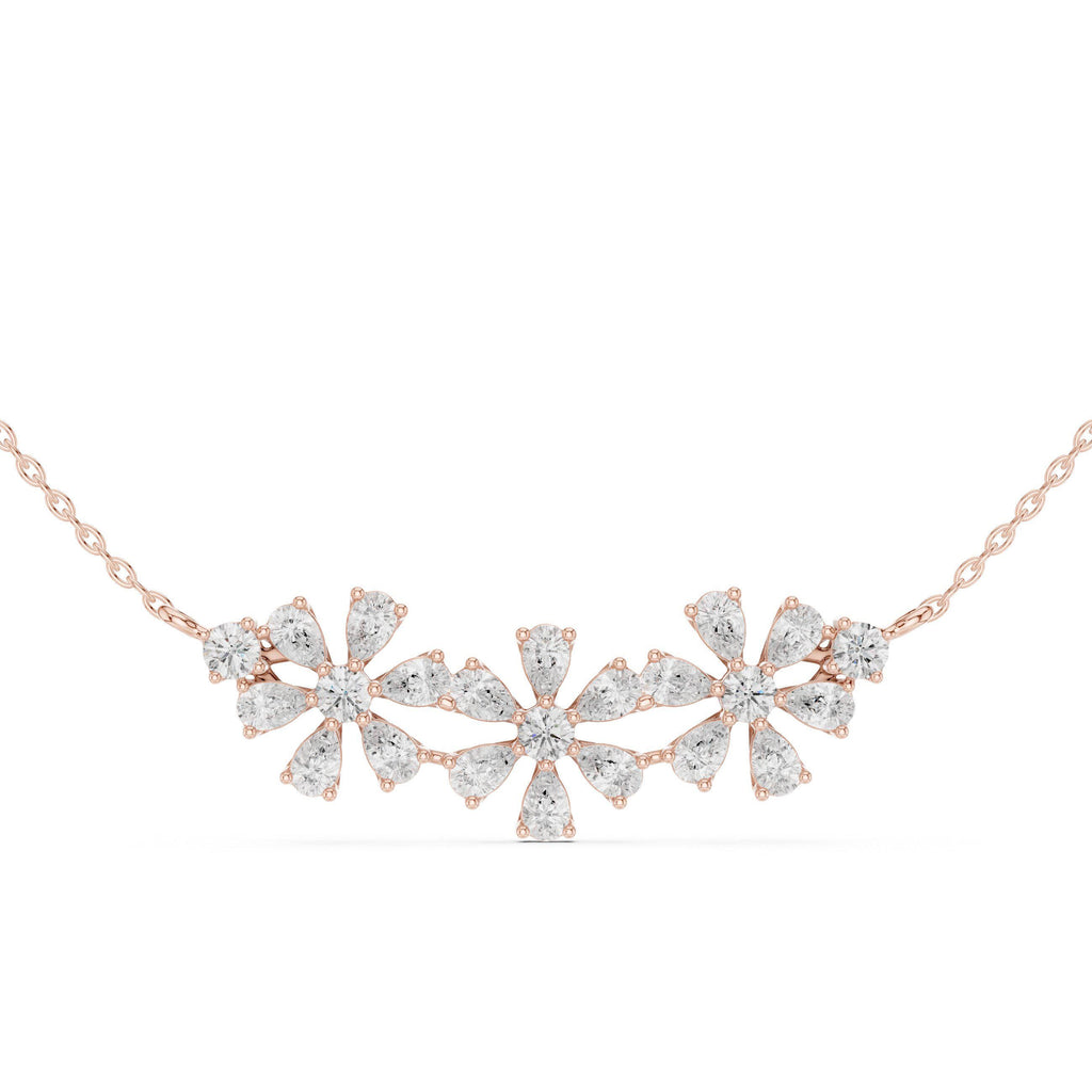 Pear & Marquise Moissanite Flower Mangalsutra Necklace – 925 Sterling Silver, 18K Gold Vermeil