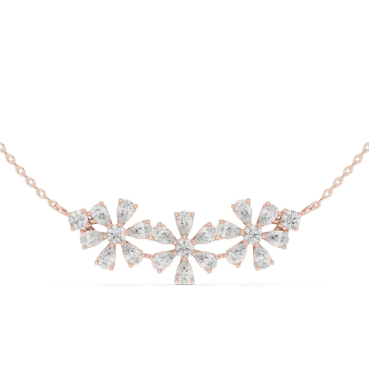 Pear & Marquise Moissanite Flower Mangalsutra Necklace – 925 Sterling Silver, 18K Gold Vermeil