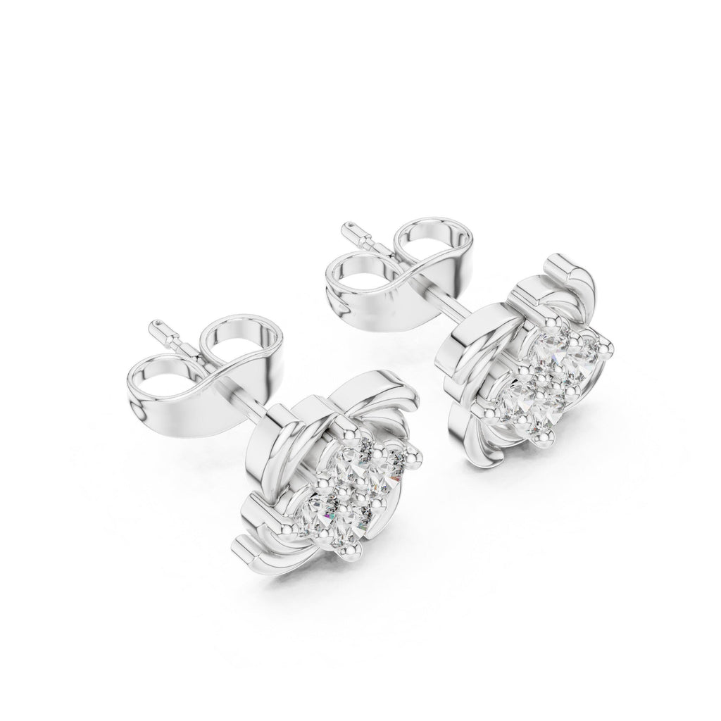 Moissanite Cluster Pinwheel Stud Earrings – 925 Sterling Silver, 18K Gold Vermeil