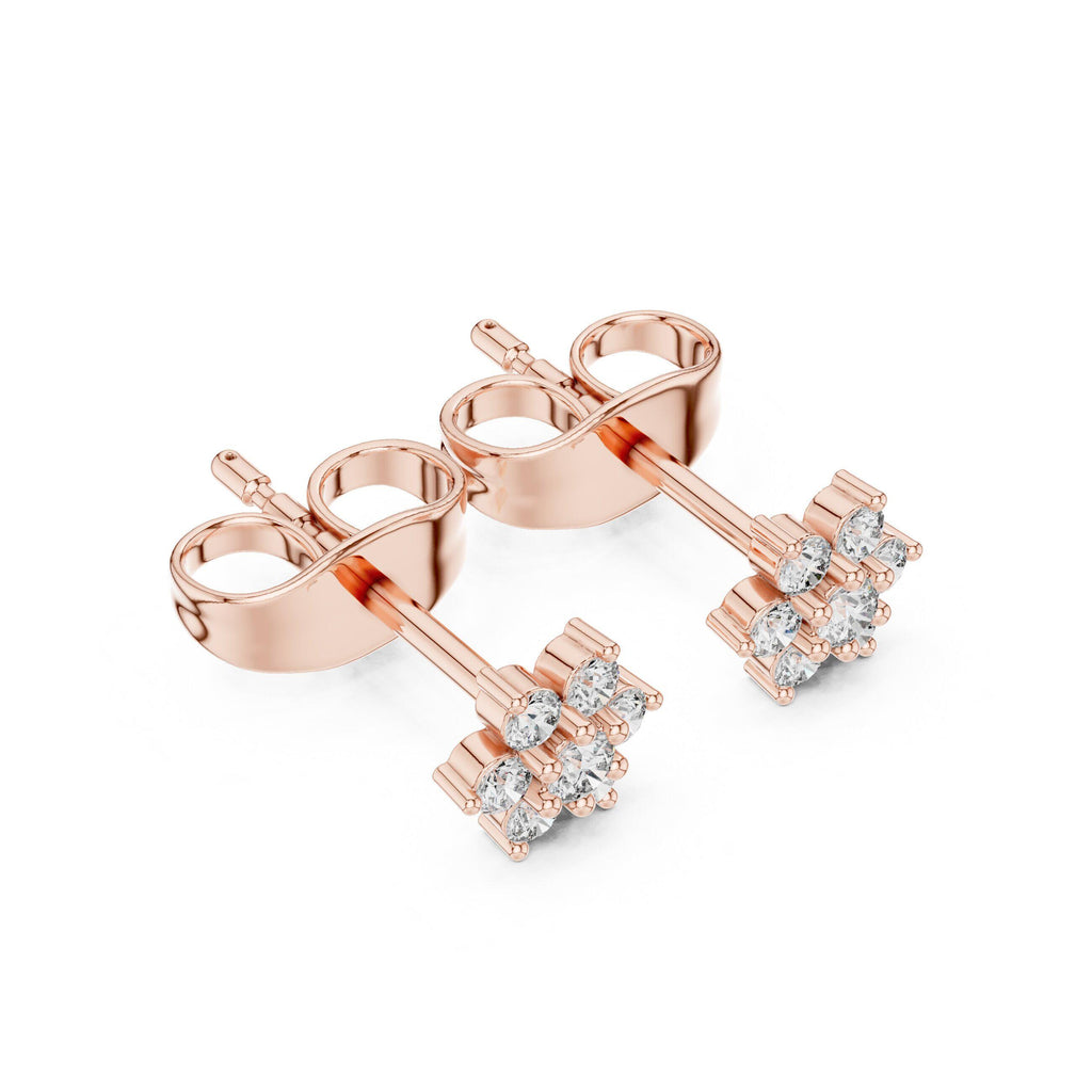 Moissanite Petite Flower Cluster Stud Earrings – 925 Sterling Silver, 18K Gold Vermeil